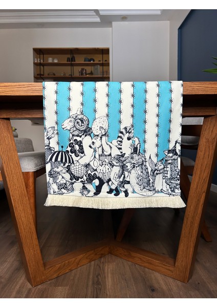 Krem Püsküllü, Animals Desen 40X140CM Runner modelleri