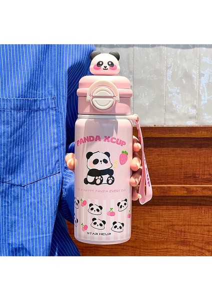 Çift Içme Ağzı Yalıtımlı Çocuk Samanlı Su Şişesi 316 Paslanmaz Çelik 550ML (Yurt Dışından)