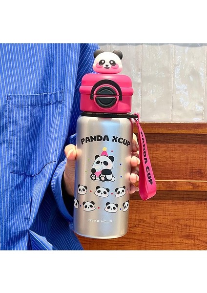 Çift Içme Ağzı Yalıtımlı Çocuk Samanlı Su Şişesi 316 Paslanmaz Çelik 550ML (Yurt Dışından)