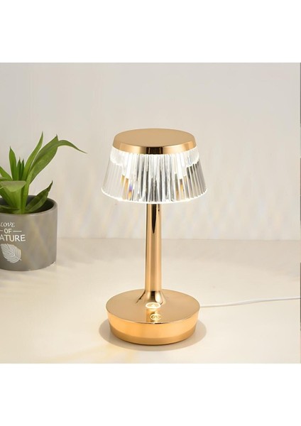 Atina 3 Işık Gold Renkli Dokunmatik USB Şarjlı Dim Edilebilir Masa Lambası YL86-1230 modelleri