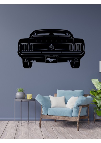 64,5 Mustang Arkadan Görünüş Dekoratif Siyah Metal Duvar Tablosu (1,5 mm Kalınlık & 65 cm x 50 Cm) fiyatları