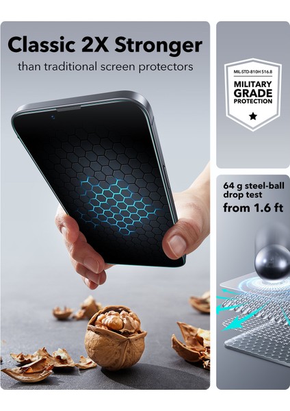 iphone 16E/14/13 Pro/13 Anti-Static Temperli Full Cam Ekran Koruyucu Kolay Kurulum Kiti - 2 Adet