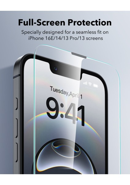 iphone 16E/14/13 Pro/13 Anti-Static Temperli Full Cam Ekran Koruyucu Kolay Kurulum Kiti - 2 Adet