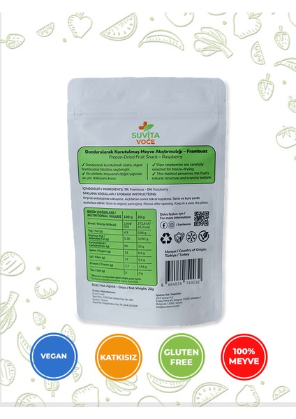 Kuru Frambuaz Meyve Cipsi – Dondurularak Kurutulmuş Freeze Dried | Glutensiz · Katkısız modelleri