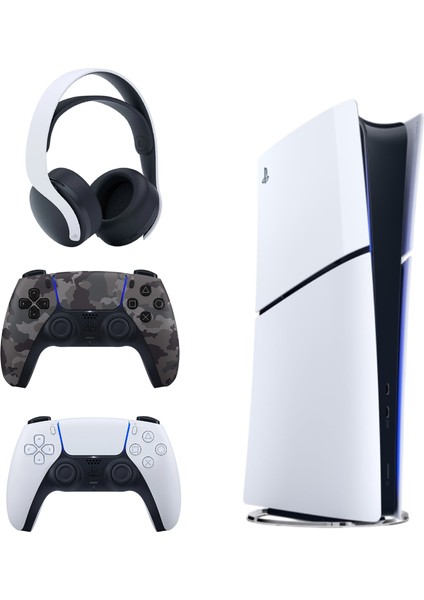 Playstation 5 Slim Ithalatçı + 2. Kamuflaj Dualsense + Pulse 3D Kablosuz Kulaklık