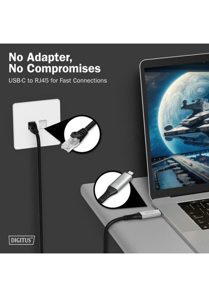 Dıgıtus Usb-C 3.2 Gen1 - RJ45 Ethernet Kablosu, 1gbit/s, 10 Metre indirimleri