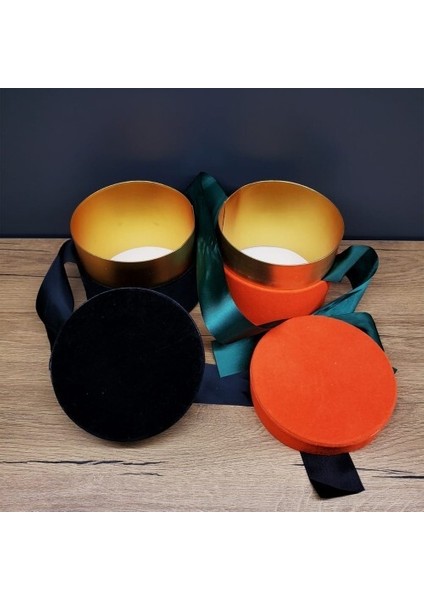 Kurdeleli Kadife Silindir Şeklinde Takı Kutusu fiyatları