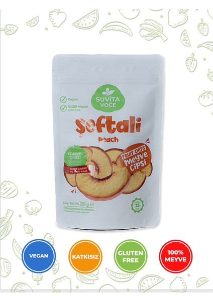 Kuru Şeftali Meyve Cipsi – Dondurularak Kurutulmuş Freeze Dried | Glutensiz · Katkısız