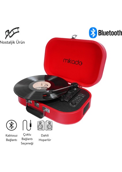 Nostalgia MN-101 Kırmızı USB + RCA + Bluetooth Destekli Müzik Kutusu
