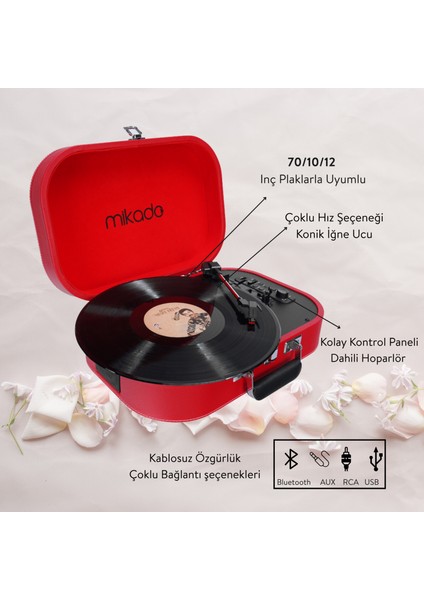 Nostalgia MN-101 Kırmızı USB + RCA + Bluetooth Destekli Müzik Kutusu fiyatları