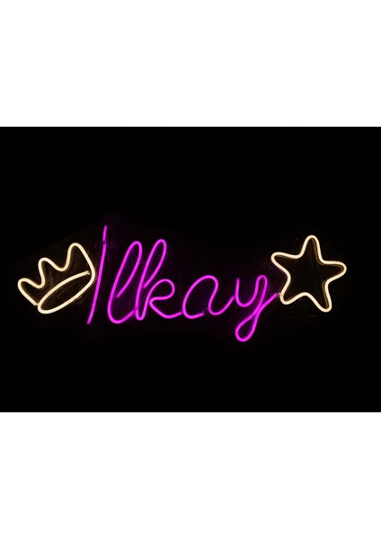 9 Harfli Kişiye Özel Neon LED Yazı – Isim Yazılı Dekoratif Duvar Işığı