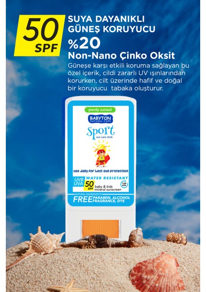 Suya Dayanıklı Doğal Güneş Stick Spf 50 fırsatları