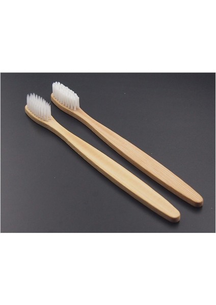 Ba&der 2'li Paket %100 Doğal Bambu Diş Fırçası ( Yetişkin Beyaz Orta 2'li)