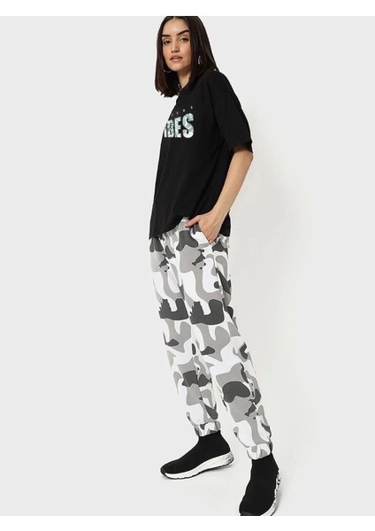 Baskılı Oversize T-Shirt - Siyah