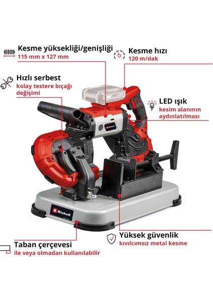 TE-MB 18/127 U Li-Solo Power X-Change Akülü Şerit Testere (18 V, 115 mm Kesim Yüksekliği, 127 mm Kesim Genişliği, Taban, LED Aydınlatma, 2x Şerit, Akü dahil değildir) - 4504215 fiyatları