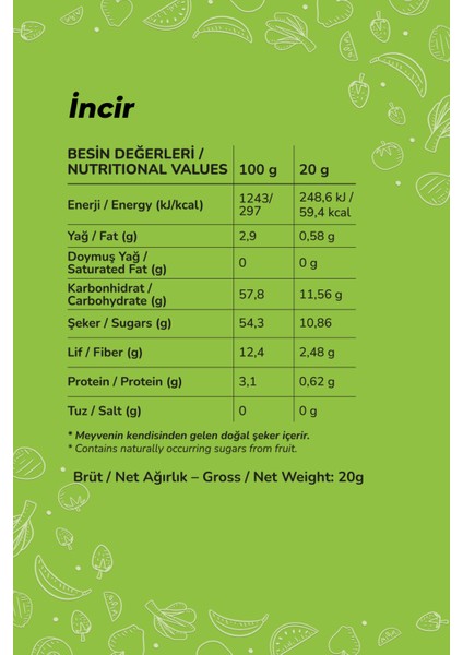 Kuru İncir Meyve Cipsi – Dondurularak Kurutulmuş Freeze Dried | Glutensiz · Katkısız fiyatları