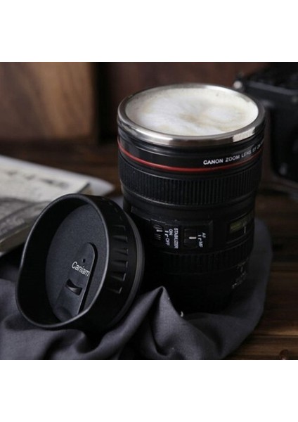 Çelik Objektif Lens Tasarımlı Kupa Bardak