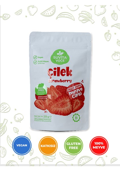 Kuru Çilek Meyve Cipsi – Dondurularak Kurutulmuş Freeze Dried | Glutensiz · Katkısız