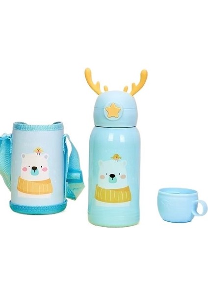 Paslanmaz Çelik Çocuk Termos Bardak Karikatür Pipetli Su Isıtıcısı (Yurt Dışından)