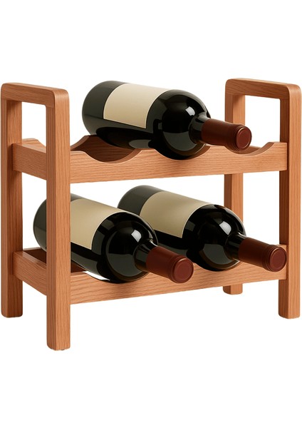 2 Katlı Ahşap Dekoratif Şaraplık Şık Modern Tasarım Şişe Viski Şampanya Içki Rafı Şişe Rafı Şarap Rafı Yıllandırma Dolabı