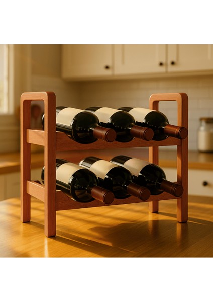 2 Katlı Ahşap Dekoratif Şaraplık Şık Modern Tasarım Şişe Viski Şampanya Içki Rafı Şişe Rafı Şarap Rafı Yıllandırma Dolabı fiyatları