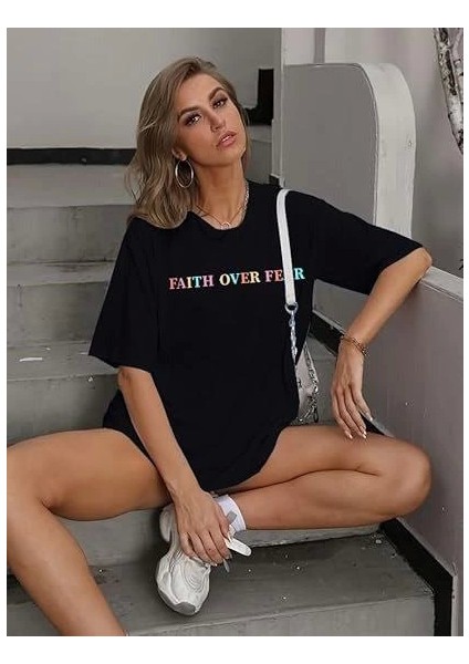 Bisiklet Yaka Baskılı T-Shirt - Siyah