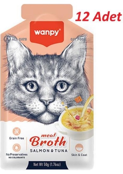 Somon & Ton Balığı Etli Kedi Çorbası 50 gr 12 Adet