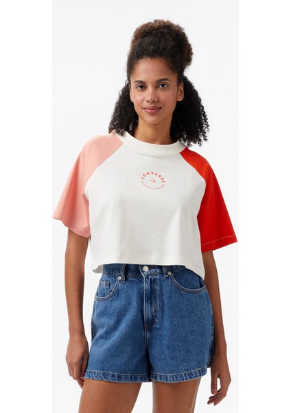 Star Chevron Baskılı Kadın Krem T-Shirt