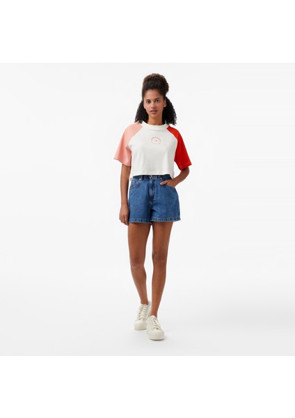 Star Chevron Baskılı Kadın Krem T-Shirt modelleri