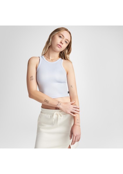 Ribbed Knit Kadın Lila T-Shirt