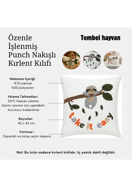 Tembel Hayvan Kırlent Kılıfı