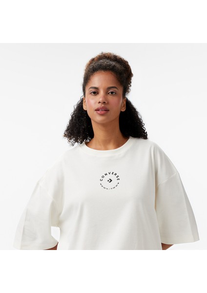 Star Chevron Baskılı Oversize Fit Kadın Krem T-Shirt fırsatları