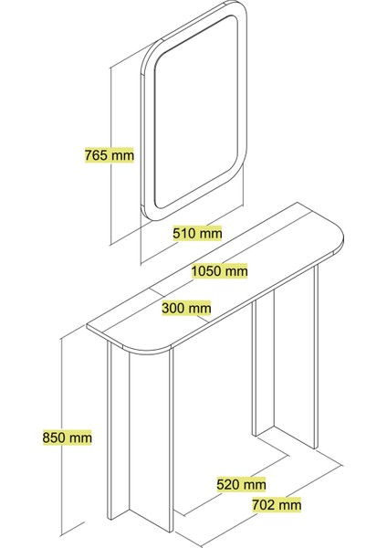 Variant Parma Aynalı Makyaj Masası Dresuar - Traverten Mermer indirimleri