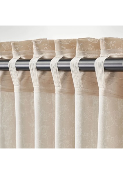 Trystävmal Fon Perde 145 x 300 cm Bej Beyaz 2 Kanat Pamuklu Güneşlik Makinede Yıkanabilir modelleri