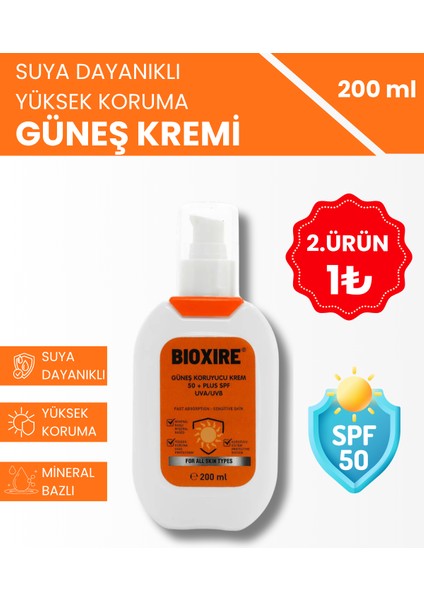 Nemlendirici, Suya Dayanıklı, Uva/uvb Koruması, Spf 50, Yüksek Koruyucu Güneş Kremi 200 ml