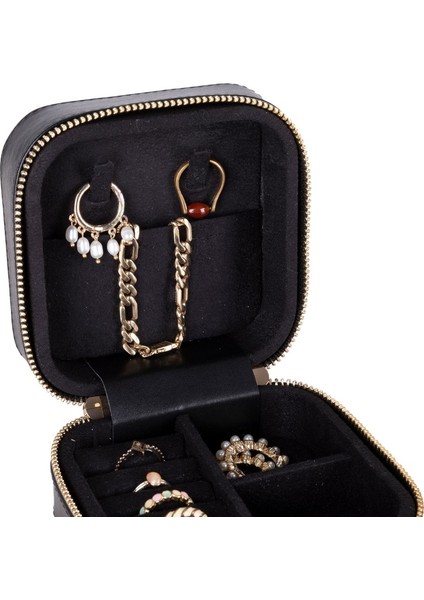 Gerçek Deri Seyahat Boy Takı Organizer Kutusu, Mücevher Aksesuar Çantası, Küpe Kolye Yüzük Düzenleyici indirimleri