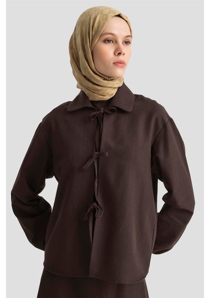 Fiyonk Detaylı 3'lü Keten Takım 25Y6049 Kakao modelleri