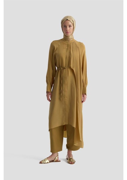 Asimetrik Allerli Cupra Tunik Elbise 25Y4706 Sahra fiyatları