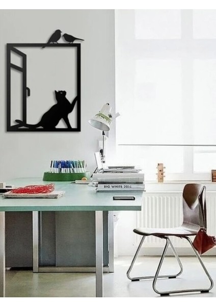 1,5 mm Metal Lazer Kesim Tablo, Metal Duvar Dekoru Kedi Kus 25 x 35 cm fırsatları