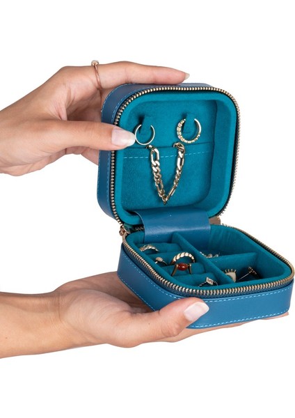 Gerçek Deri Seyahat Boy Takı Organizer Kutusu, Mücevher Aksesuar Çantası, Küpe Kolye Yüzük Düzenleyici fiyatları