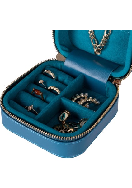 Gerçek Deri Seyahat Boy Takı Organizer Kutusu, Mücevher Aksesuar Çantası, Küpe Kolye Yüzük Düzenleyici fırsatları
