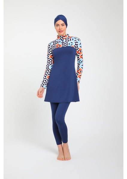 Tam Kapalı Yarım Fermuarlı Tesettür Mayo