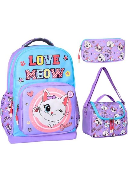 Okul Çantası Kedi Mor 2511