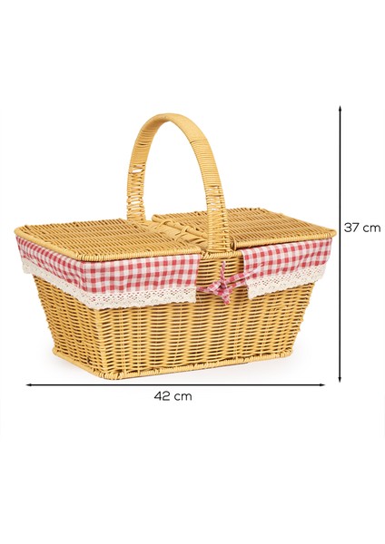 2079 Dökdörtgen Hasır Görünümlü Piknik Sepeti Piknik Çantası 42X37CM modelleri