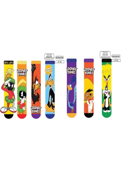 Unısex Looney Tunes Soket Patik Çorap Karışık Desen Tekli