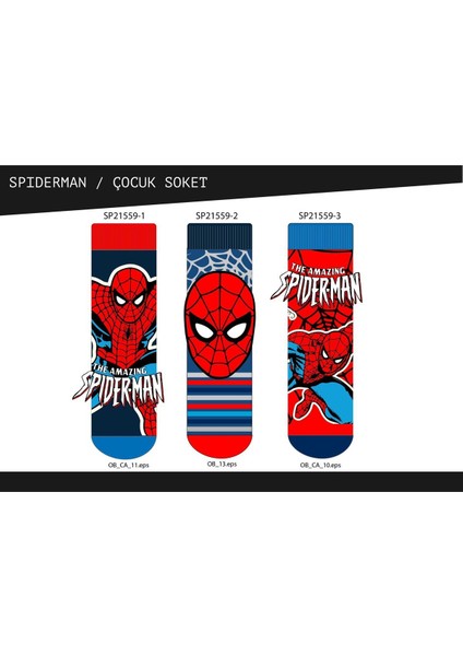 Spıderman Erkek Çocuk Havlu Soket Çorap Karışık Desen Tekli
