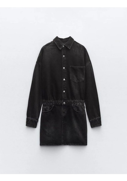 Zara Uzun Kollu Mini Denim Elbise ABZRA0038 fırsatları