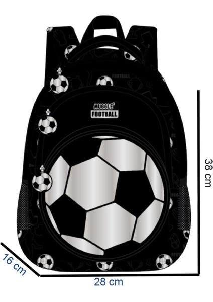 3 Bölmeli Silver Football Okul Çantası + Beslenme Çantası + Kalemlik Siyah 3 Lü Set modelleri