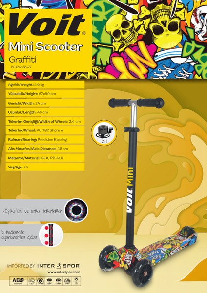 VOİT218 Işıklı 3 Teker Scooter Graffıtı 77 modelleri