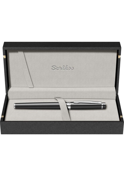 & WizDesign 38 Dolma Kalem Siyah Krom M Uç LÜKS KUTULU / ÖMÜR BOYU GARANTİLİ / KİŞİSELLEŞTİRİLEBİLİR